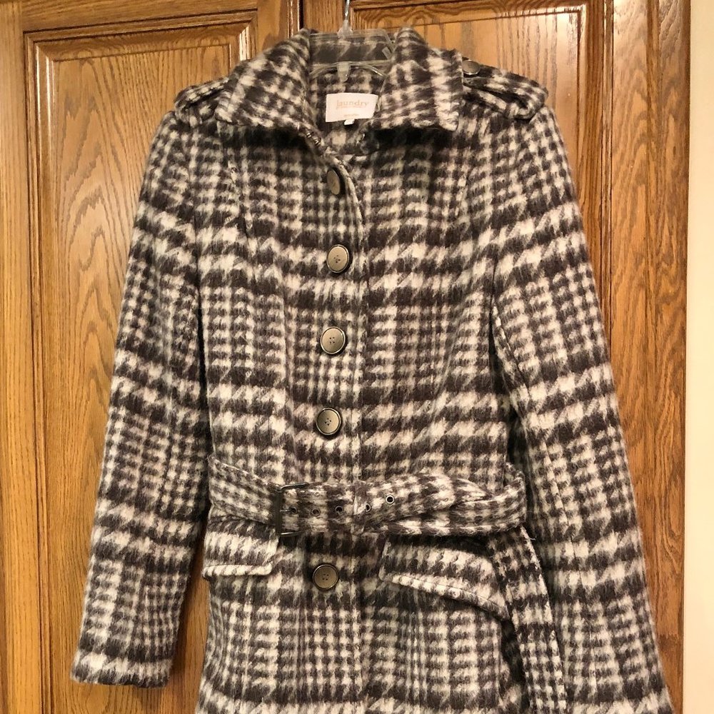 Laundry by Shelli Segal Plaid Belted Trench Coat   Size 8